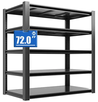 Schwerlast-Regallagerregal, 5 Ebenen, 60 x 120 x 183 cm, Metall, schwarz