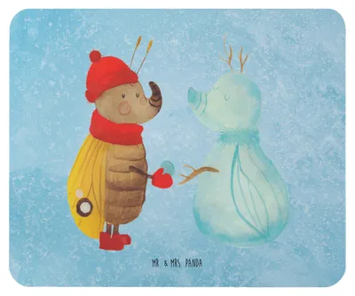 Produktbild von Mr. & Mrs. Panda Mouse Pad Nachtfalter Schneemann - Eisblau - Geschenk, laptop mousepad, Winter, Weihnachten, Schnee, mauspad, Weihnachtsgruß, pc mausunterlage