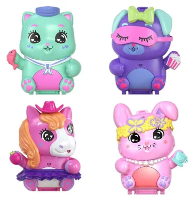 Produktbild von Polly Pocket Schatullen Spielsets mit Puppe, Haustier und Accessoires, Reisespielzeuge mit Überraschungen, Tier, 4 Jahr(e), Sortiert, Kunststoff