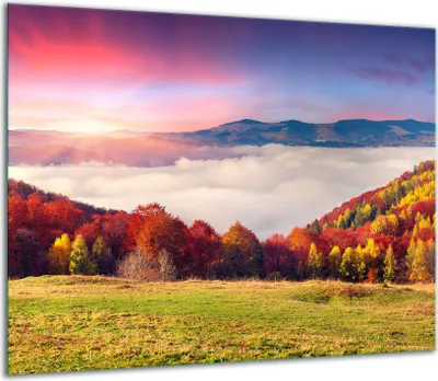 Produktbild von Herdabdeckplatten Glaskeramikkochfeld-Abdeckung Spritzschutz Glas 60x52cm Landschaft