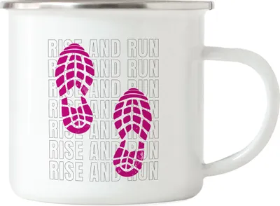 Produktbild von Rise And Run Emaille Tasse Running Joggen Mile Menschen Hobbie Sport Freizeit Sportler Laufschuhe Laufen Läufer