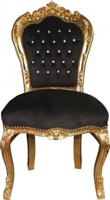 Produktbild von Casa Padrino Barock Esszimmer Stuhl Schwarz/Gold mit Bling Bling Glitzersteinen - Möbel Antik Stil - Limited Edition