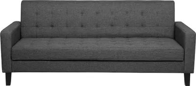 Zdjęcie produktu dla BELIANI Sofa rozkładana ciemnoszara 3-osobowa pikowana sosnowe nogi styl retro