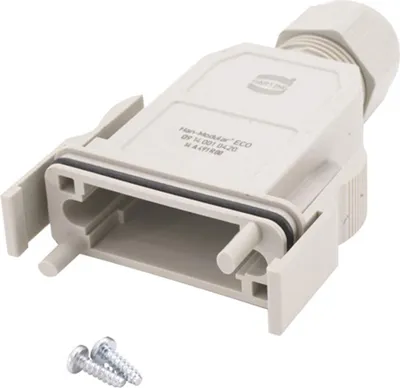 Productafbeelding van HARTING Han Modular ECO tulebehuizing, 1 rechte kabeluitgang, met 2 klemmen, klembereik 6,0 mm - 13,0 mm - 1 stuk