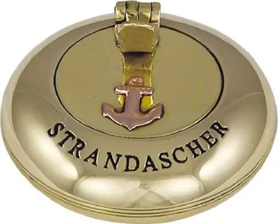 Produktbild von Maritimer Klapp Aschenbecher, Ascher, Strandascher mit Gravur Messing 6 cm