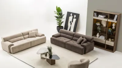 Produktbild von Wohnzimmer-Set mit 2x 4-Sitzer Couchtisch Beistelltisch und Vitrine