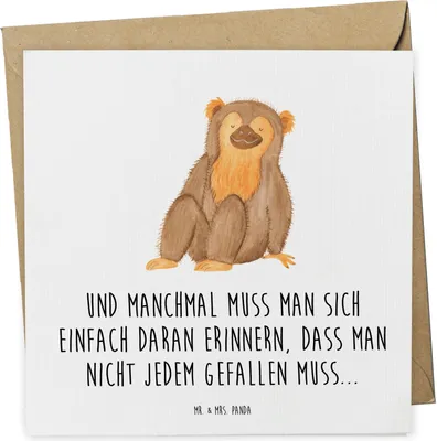 Produktbild von Mr. & Mrs. Panda Grußkarte Affe - Weiß - Geschenk, faltkarte, Klappkarte, Affen, Respekt, Liebe, doppelkarte, Afrika, Selbstbewusstsein, Selbstliebe, Glückwunschkarte