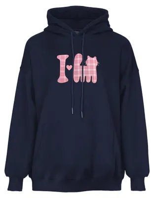 Produktbild von Damen Strickhoodie blau Größe S mit Kordelzugkapuze und Kängurutasche