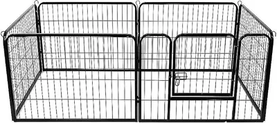 Imagen del producto de Jaula plegable para perros, de 6 piezas, 80x60 cm, ideal para cachorros, apta para interior y exterior. Jaula metálica para cachorros con puerta y cierre de seguridad. Recinto para perros pequeños, color