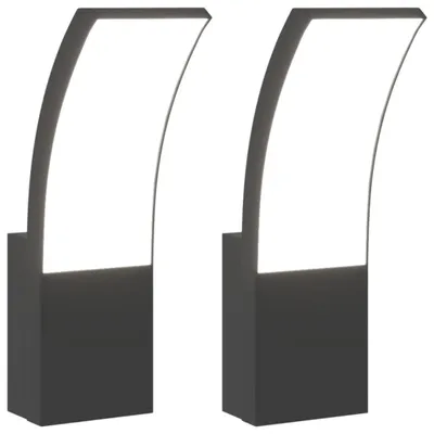 Immagine prodotto di vidaXL Luci da parete per esterni a LED 2 pezzi in alluminio pressofuso nero