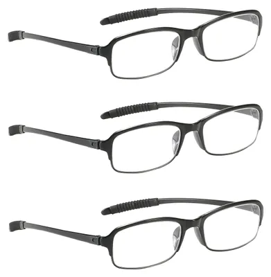 Imagen del producto de Gafas de lectura flexibles, +2.0 dioptrías, paquete de 3 unidades, uni, antideslizantes
