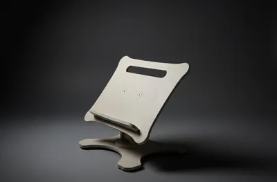 Produktbild von Verstellbarer Buch- & Laptopständer aus Holz – Ergonomischer Halter – Grau MDF
