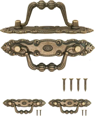 Produktbild von 'FUXXER® - 2x Antike Möbel-Griffe klappbar, Schubladen-Griffe, Küchen-Griffe, Eisen-Griffe, Truhen, S'
