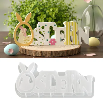 Produktbild von Silikonformen für Osterbuchstaben, Eier, Hasen, Gipsformen, DIY-Osterdekoration, Bastelprojekte, Ornamente