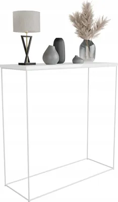 Zdjęcie produktu dla Konsola metalowa toaletka stolik półka stojąca loft biały połysk 80x30h80