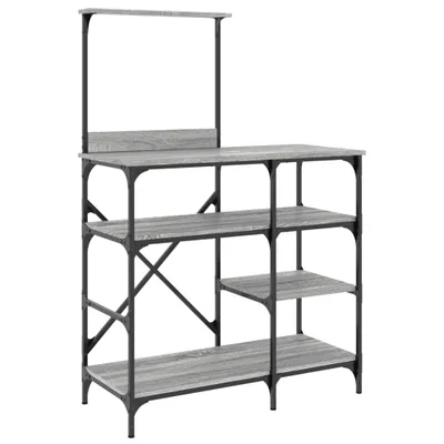 Produktbild von vidaXL Bäckerregal Grau Sonoma 90x40x132 cm Holzwerkstoff und Metall