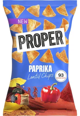 Obrázek produktu pro Proper Paprika Lentil Chips 85g – Křupavá, pikantní svačina, bezlepková a veganská