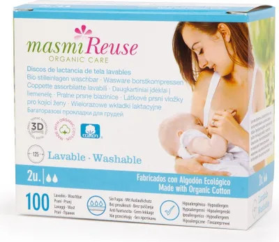 Produktbild von Masmi Wiederverwendbare Stilleinlagen aus Baumwolle, 2 Stück