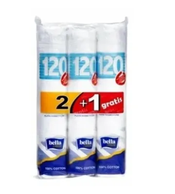 Zdjęcie produktu dla Bella, Płatki kosmetyczne, okrągłe, 3 x 120 sztuk