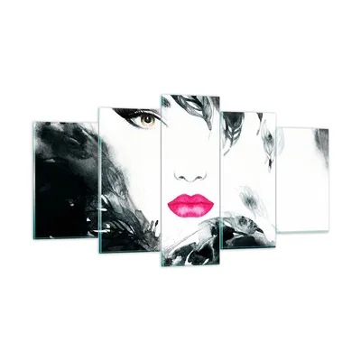 Produktbild von Bilder auf glas - Frau Abstraktion - 160x85cm - Glasbilder - Wandbilder - Kunstdruck - zum Aufhängen bereit - Wanddekoration aus Glas - Glas Bilder - Wandbild auf Glas - 5 Teile - GEA160x85-3663