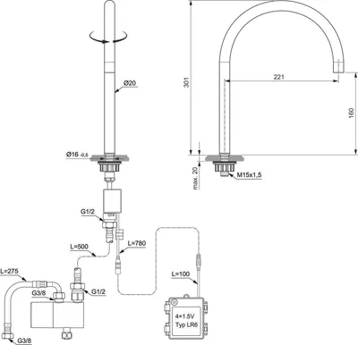 Zdjęcie produktu dla IDEAL STANDARD A7832A2 Bezdotykowe ramię umywalkowe. Solówki