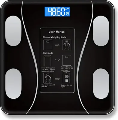 Produktbild von Körperanalysewaage Bluetooth, e iOS-Android-App, beleuchtetes LCD-Display, Temperaturanzeige