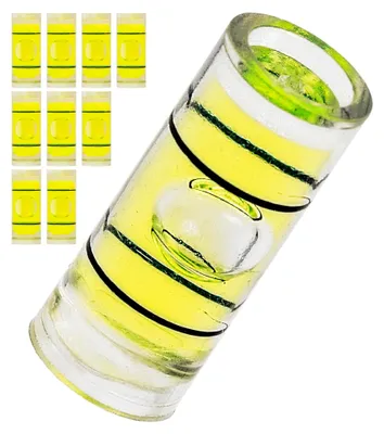 Produktbild von Röhrchen Libellen Set, 10 Stück, mit 12 x Ø 5 mm aussen, Wasserwaage ohne Beschriftung, Libelle Wasser Waage Rohr, 1-Weg Nivellierung, Dosenlibelle für Wohnwagen, Kamera, DIY, Spirit Level Bullseye