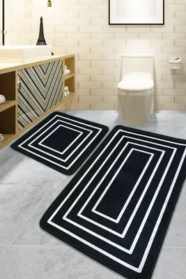 Produktbild von Mijolnir, Wale - Black, Badematten-Set (2-teilig), Schwarz, 60 x 100 cm