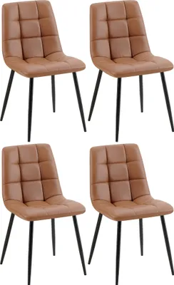 Produktbild von 4er Set Esszimmerstuhl HLO-CP11 Kunstleder dunkelbraun