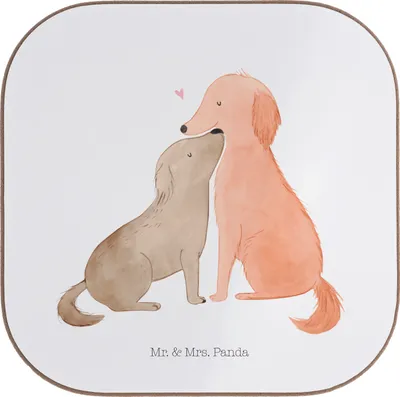 Produktbild von Mr. & Mrs. Panda Untersetzer für Gläser Hunde Liebe - Weiß - Geschenk, Tischschoner, Tischuntersetzer, Hund, Vertrauen, gläseruntersetzer, Herz, Tassen, Sprüche, Kuscheln