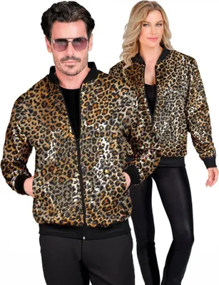 Obrázok produktu pre Flitrová bomber bunda s leopardím vzorom pre dospelých - S / M