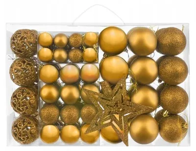 Obrázok produktu pre Zlatý set vianočných guličiek - 100 kusov + Hviezda 75623