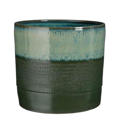 Produktbild von Mica Decorations Olof Blumentopf – H24 x Ø26 cm – Terrakotta – Dunkelgrün
