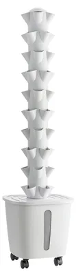 Productafbeelding van Hydroponische toren, 50 plantplaatsen, 10 niveaus, hydroponisch kweeksystem voor thuisgebruik, met app-bediening en wielen. Verticale tuin voor binnenshuis, met een waterreservoir van 20 liter en een pomp. Geschikt voor het kweken van kruiden, fruit en groenten