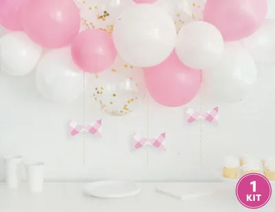 Produktbild von Unique Luftballon-Set, 15 Ballons (30 cm & 22,8 cm) & 3 Dekoteile, rosa weiß
