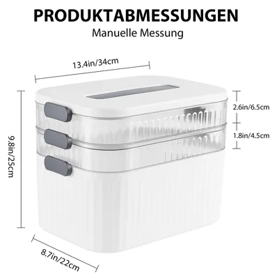 Zdjęcie produktu dla Pojemnik na leki - 3-poziomowy pojemnik na leki - plastik - z uchwytem - wielofunkcyjny - 34x22x25 cm - biały