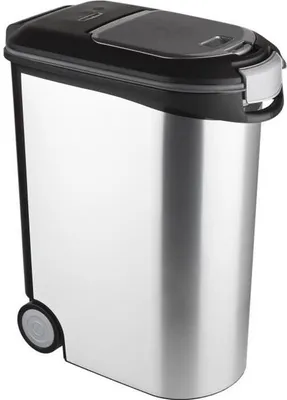 Produktbild von Futterbehälter für Hunde, 20 kg, 54L, Metalloptik, Luftdicht, Grau