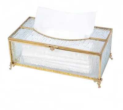 Produktbild von Taschentücherbox Glas Messing Gold 23x13x10 cm rechteckig