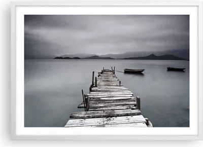 Produktbild von Gerahmtes Poster - Weißer Rahmen - Brücke See - 70x50 cm - Wand Bild - Wanddeko - Wandbilder - Kunstposter - Wandposter - Bilderrahmen - Bilder - Kunstdruck - Wandbild - P2WAA70x50-3547