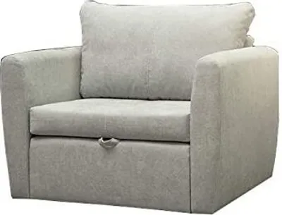 Produktbild von Schlafsessel , Mini Sofa mit Schlaffunktion und Bettkasten, Couch für Wohnzimmer, Schlafsofa Federkern Sofagarnitur Polstersofa Wohnlandschaft mit Bettfunktion - 110 cm x 90 cm - Sara 80 (Hellgrau - Alfa 17)