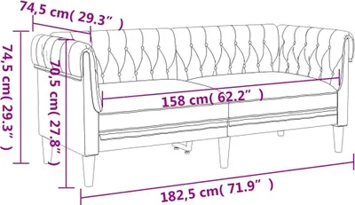 Image de vidaXL Canapé Chesterfield 2 places noir tissu