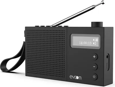 Image de Radio-réveil EVOOM EGY, Radio FM DAB+, Batterie Piles/USB, 2 Alarmes, Noir