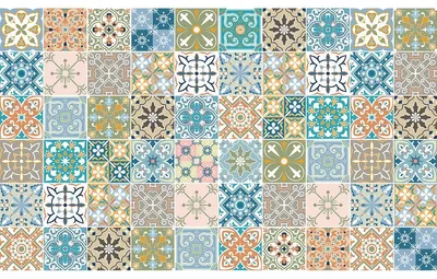 Obrázek produktu pro Samolepicí obkladové nálepky do kuchyně a koupelny – 60 nálepek Azulejos Florensia ve stylu cementových obkladů – 60 nálepek o rozměrech 20 x 20 cm