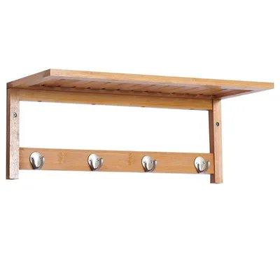 Produktbild von Garderobenständer – Wandgarderobe – Multifunktionaler Garderobenständer – Aufbewahrungsständer – Mit Haken – 50 x 16 x 17,5 cm – Holzfarbe