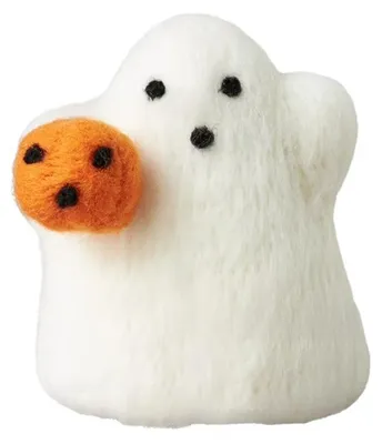 Produktbild von Halloween-Geist aus Wollfilz mit Kürbis, handgefertigt, Mini-Filzgeist mit Kürbis, Sammlerstück, Tischdekoration für Etageren, Regale, Schreibtische, Inneneinrichtung