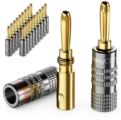 Produktbild von deleyCON Bananenstecker Set vergoldet, schraubbar, 20 Stück - Grau