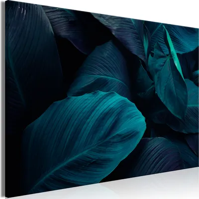 Produktbild von Italienischer Leinwand Leinwandbild - Night in the Jungle (1 Part) Wide 120x80 cm Blätter b-C-0278-b-a