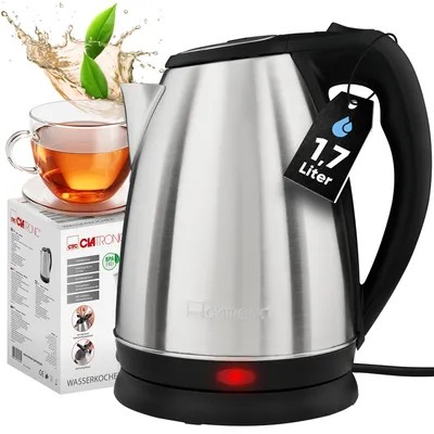 Produktbild von Clatronic® Wasserkocher Edelstahl 1,7L | BPA frei | 2200W | Edelstahl Wasserkocher | Electric Kettle | Edelstahlgehäuse | WKS 3830