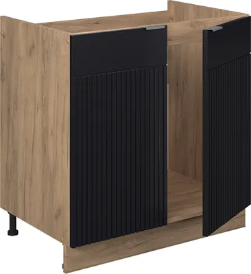 Produktbild von Spülenunterschrank Vicco Fame-Line Schwarz gestreift 80 cm ohne Arbeitsplatte, Model 50780