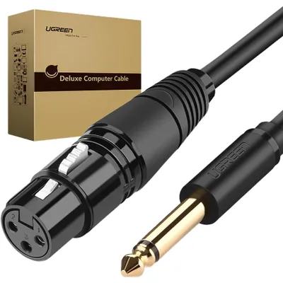 Zdjęcie produktu dla Ugreen kabel audio przewd do mikrofonu XLR (eski) - 6,35 mm jack (mski) 2 m czarny (20719 AV131)